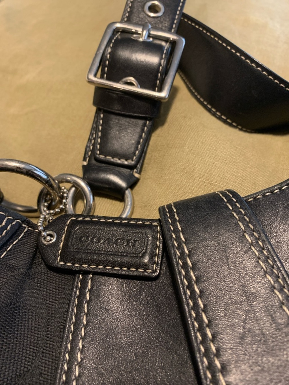 Coach Black Signature Canvas Hobo with Leather Trim and Silver - Picture 8 of 8